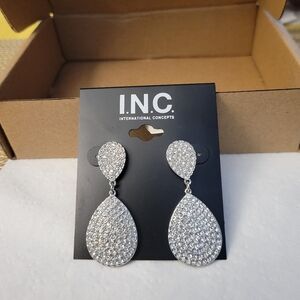 INC International Concepts Sparkling Silver Drop Earrings